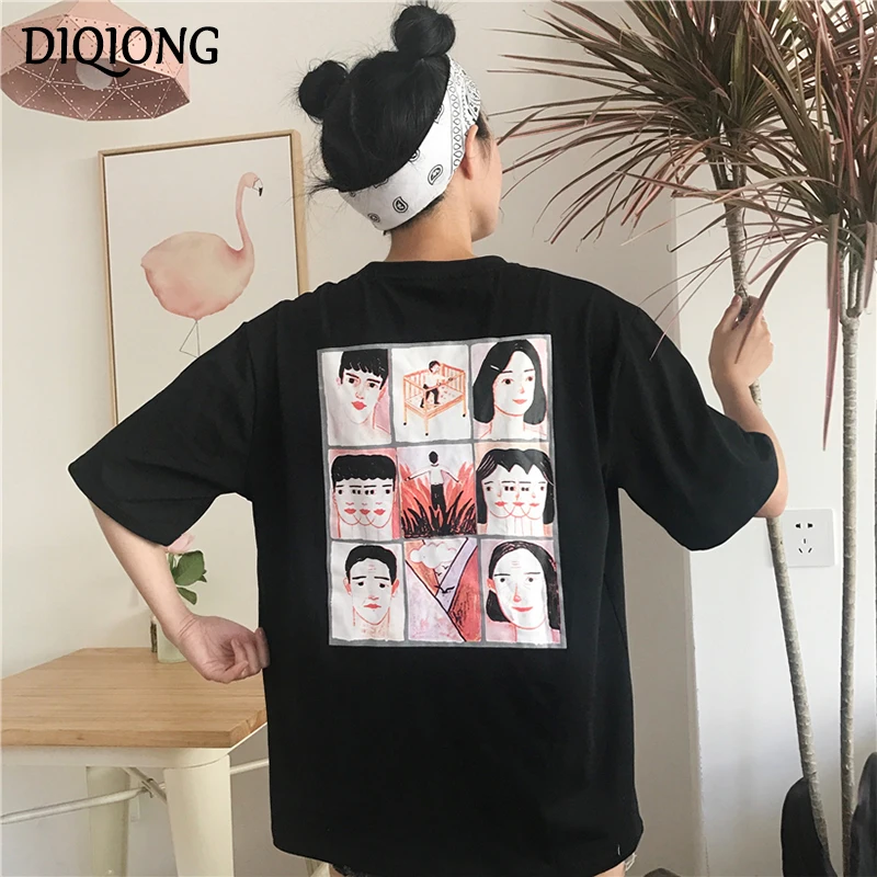 Diqiong 2018 Новый дизайн Женская Повседневная белая черная футболка женская с