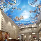 Пользовательские потолочные Настенные классические голубое небо белые облака вишневый цвет фотообои гостиная отель фон стены 3D росписи