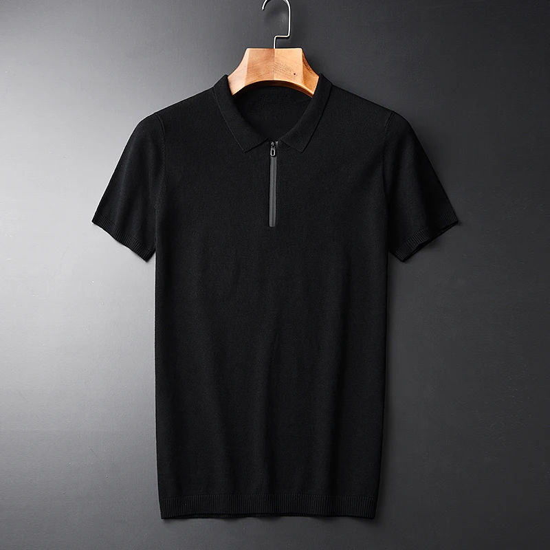 Мужская Трикотажная футболка Minglu облегающая с отложным воротником и коротким