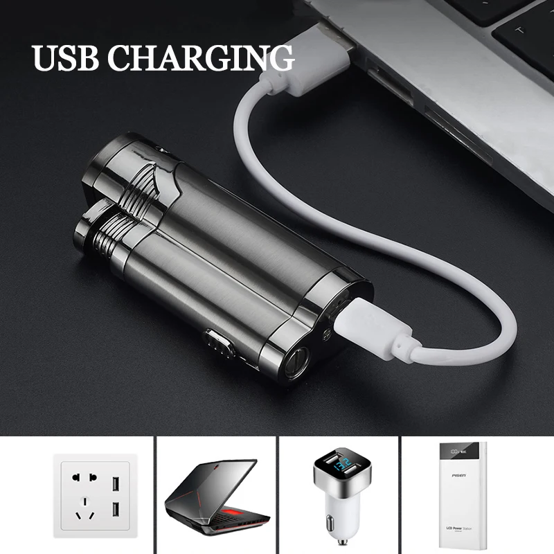 Электрические зажигалки с перезаряжаемой двойной дугой Плазменные USB резак для