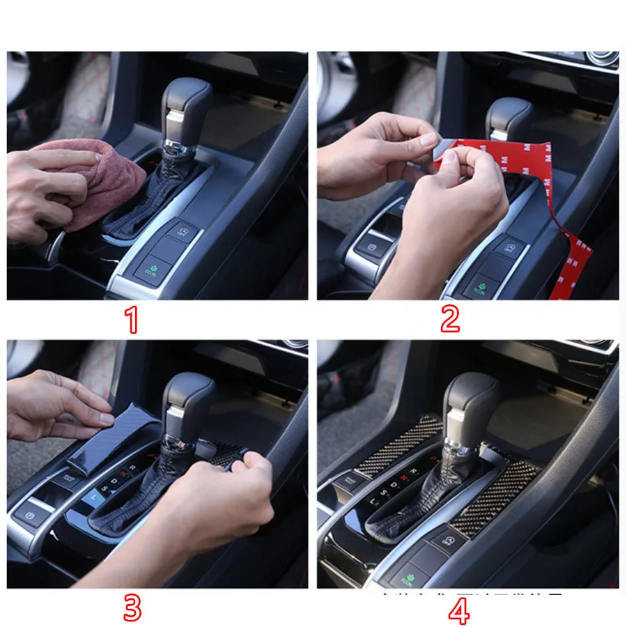 

Carbon Fiber Car Interior Gear Shift Box Panel Cover Sticker Trim Styling For Honda Civic 2016 2017 Auto Accessories