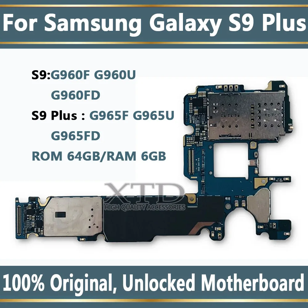 Оригинальная разблокированная материнская плата для samsung Galaxy S9 PLUS G965F G960F установка AOS логическая плата с чипом 6 ГБ ОЗУ 64 Гб ПЗУ