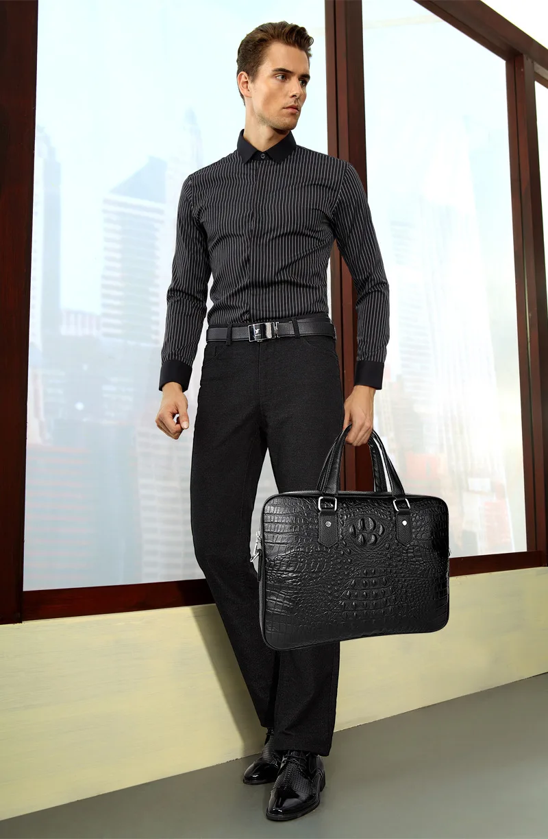 Новый роскошный деловой мужской портфель из натуральной кожи аллигатора