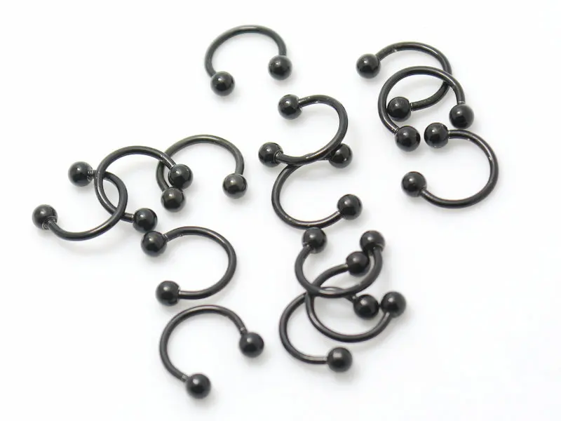Кольца для пирсинга тела из стали черного цвета 10 шт. | Украшения и аксессуары