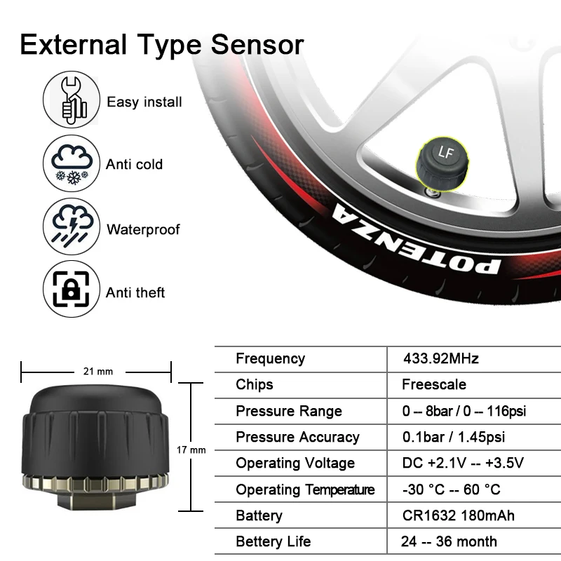 5 шт. Датчик USB Android TPMS монитор давления в шинах/Android навигация контроль давления в шинах Система сигнализации Поддержка запасных шин