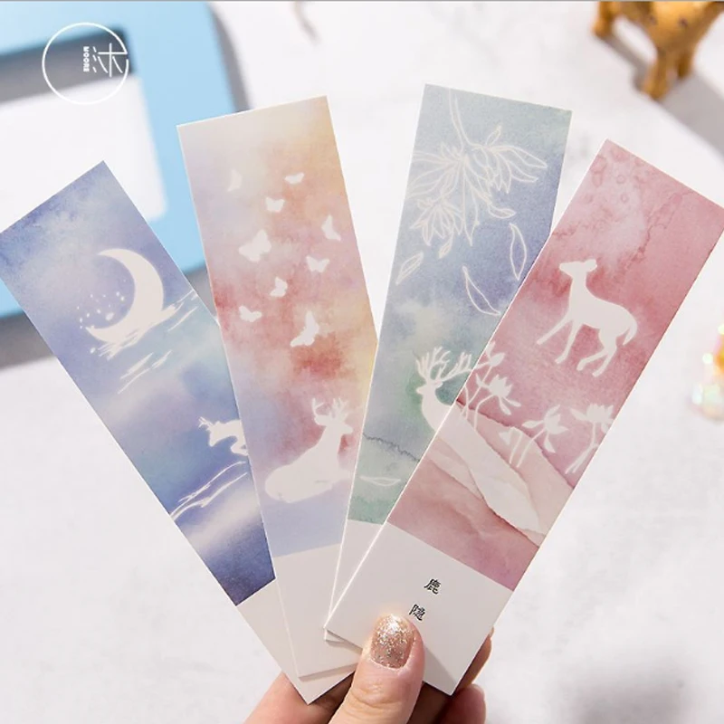 30 шт./кор. kawaii студент закладки творческий жизни сон акварель подарочная коробка в виде открытка с благословением канцелярский подарок закладки для школьных учебников питания