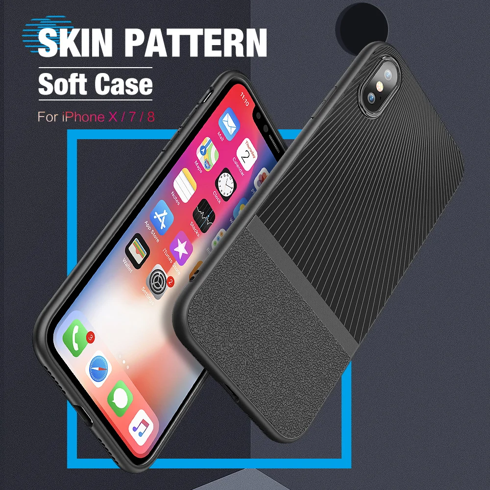 Kisscase кожи с рисунком чехол для iPhone X 7 8 Текстура крышки Бизнес Мягкий Силиконовый