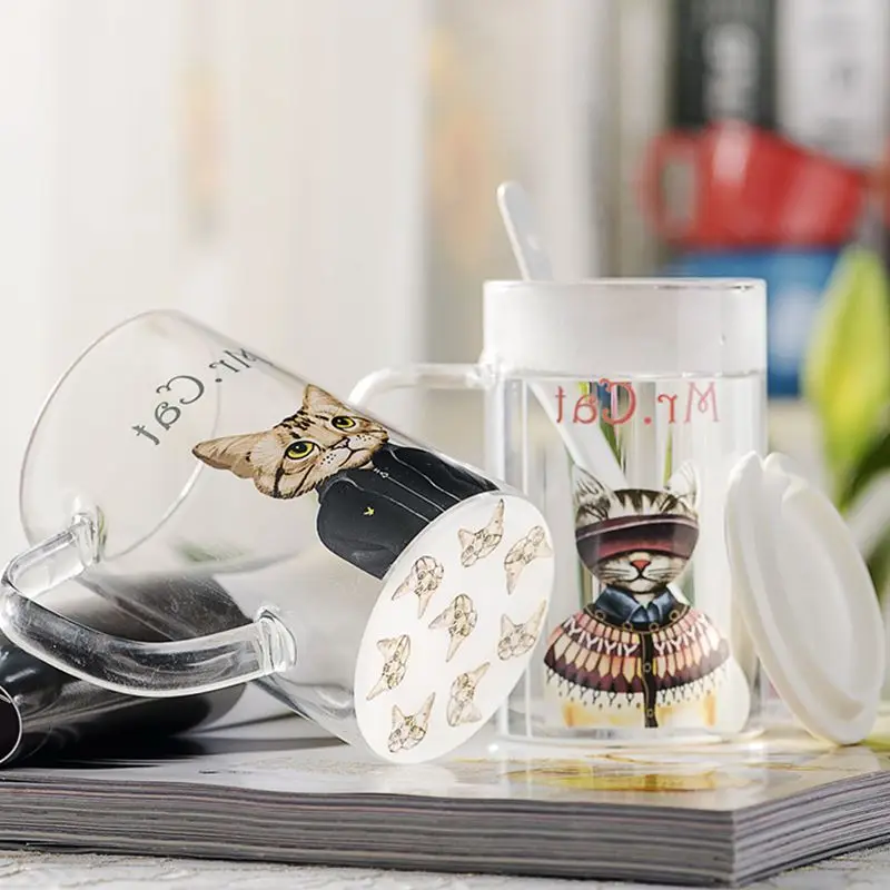 Креативная прозрачная стеклянная кружка для сока с крышкой термостойкая Бытовая