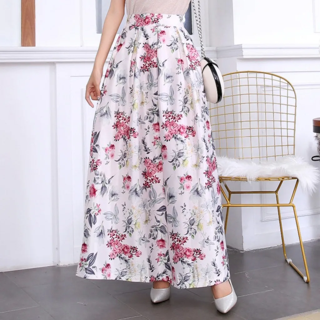 Женская летняя плиссированная мини юбка с цветочным принтом в стиле ретро