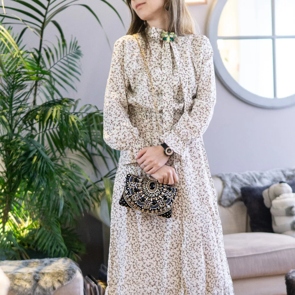 Женский винтажный клатч Boutique De FGG, черная вечерняя сумочка из металла с жестким корпусом, украшенная бусинами, сумка-кошелек для свадьбы, коктейльной вечеринки