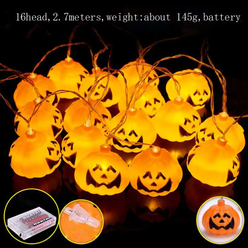 1set/lot Halloween Prop Pumpkin LED Light String Lamp White and Colorful Rope For Party Club Decorations | Дом и сад