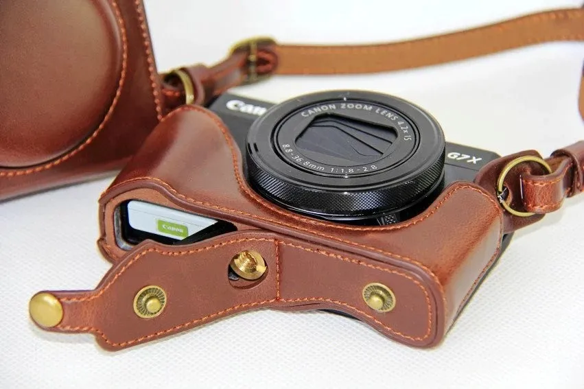 Роскошный чехол для камеры из искусственной кожи, сумка для Canon Powershot G7X-2 G7X II G7X III G7X Mark 3, чехол с ремешком и открытой батареей
