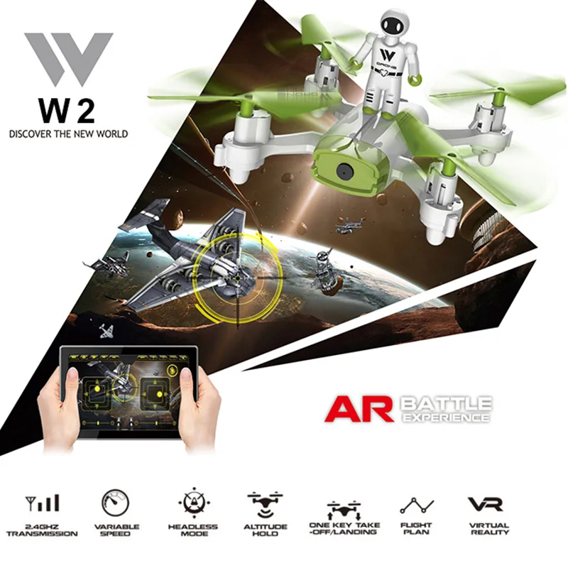 Attop W2C RC Дрон с камерой HD Запись 2018 Новый Радиоуправляемый вертолет Безголовый