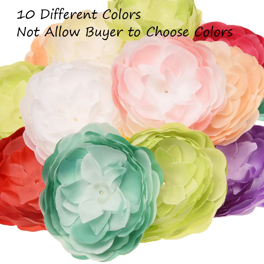 Multicolor 10 шт. тканевые цветы 8,5 см атласная цветочная розетка аксессуары для волос ручной работы аксессуар без зажимов без бантов без заколки - Цвет: Multicolor