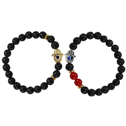 Новинки Для женщин Винтаж evil eye рука Фатимы Каббала лавы Бусины браслет ювелирных