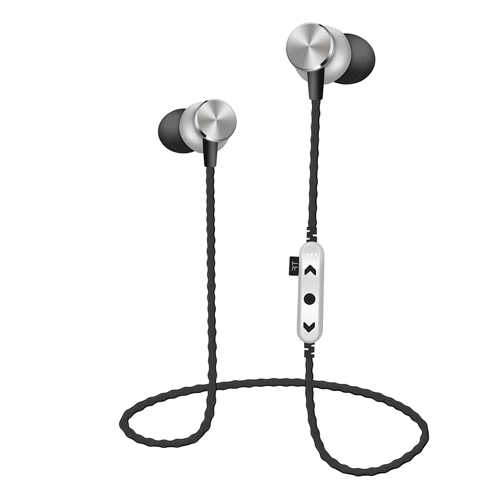 Серебристый Спортивные Беспроводные Наушники Bluetooth BT4.2 TF флэш-карта памяти SD карта сотовый телефон стерео наушники высокого качества 15J Прямая поставка - Цвет: Серебристый