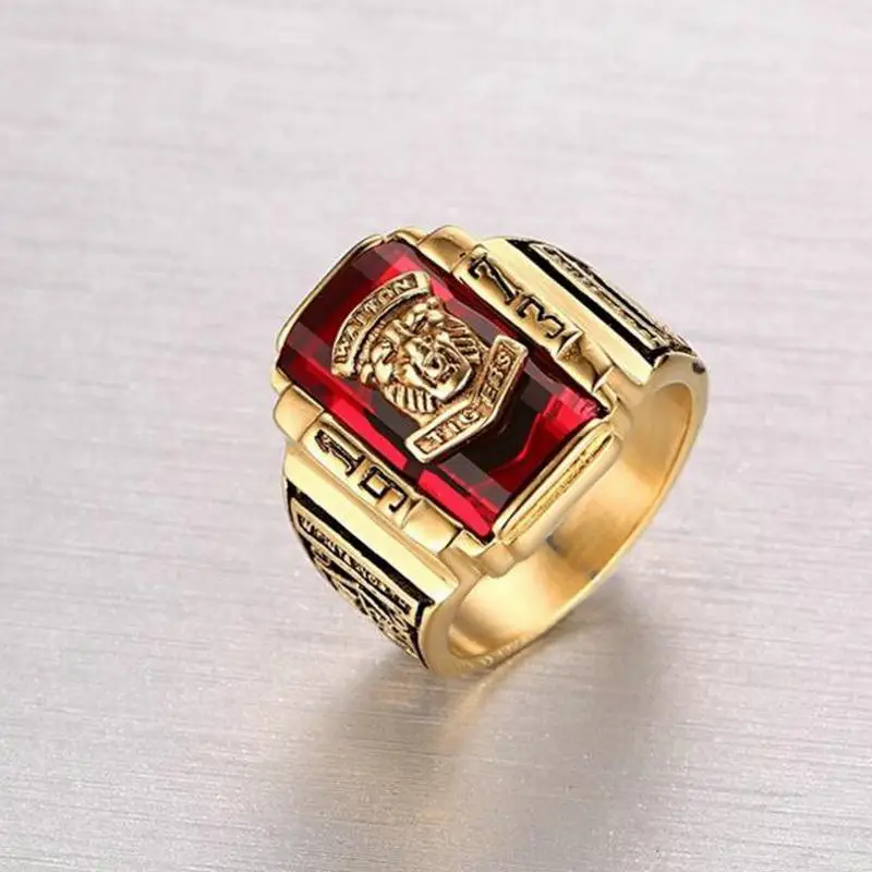 

1973 Stainless Steel Walton Tiger Ring for Men Vintage Rock Punk Gold-Color