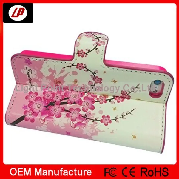 Flower phone case 8IN1 Pink PU Leather Cell Phone Cases For iphone 5 5s Flip Folio Case Bag Wallet Stand Holder |