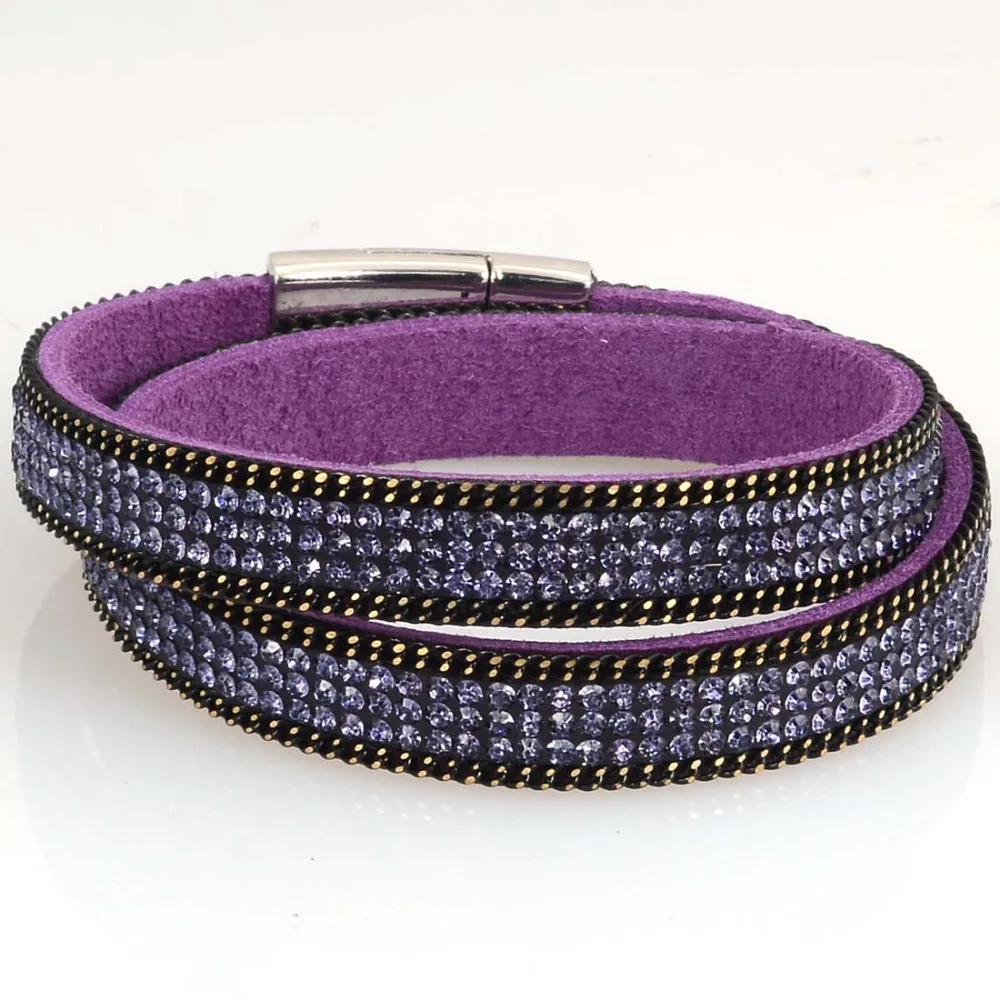 Женский двойной браслет с кристаллами замшевая кожа|leather wrap|double wrap braceletwrap bracelet |