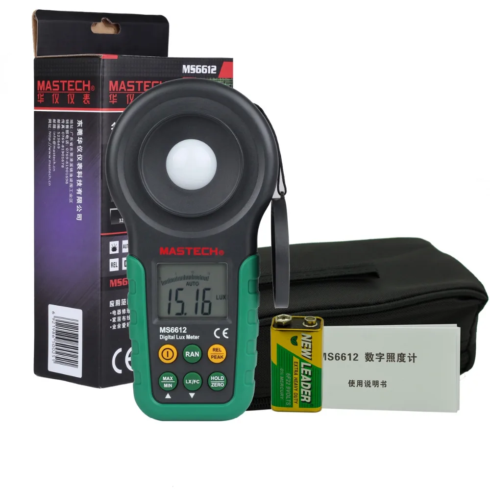 Цифровой измеритель люкс Mastech MS6612 осветительный прибор фут свеча Автоматический