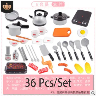 36 pcs set Новинка, 6 видов, 1 набор, мини кухонная утварь котелок кастрюля, дети, ролевые игры, игрушка для готовки, еда, посуда, имитация кухни, игрушечная кухонная утварь, подарок D110 - Цвет: 36 pcs set
