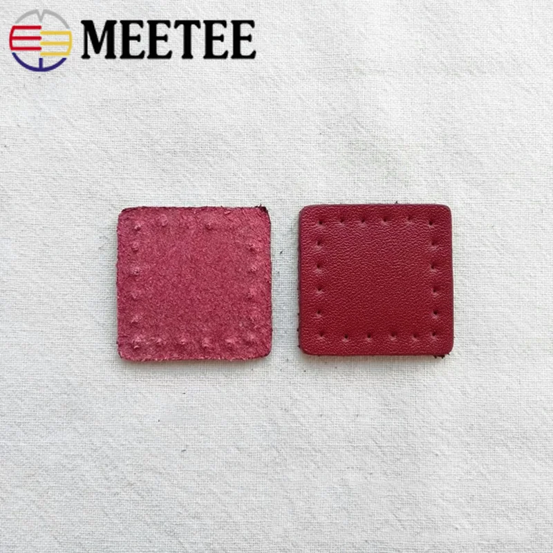 Meetee 5 пар 2,8*2,8 см Натуральная Кожа Квадратная молния хвост украшение на руку DIY багажные кожаные части молния декоративный хвост кусок