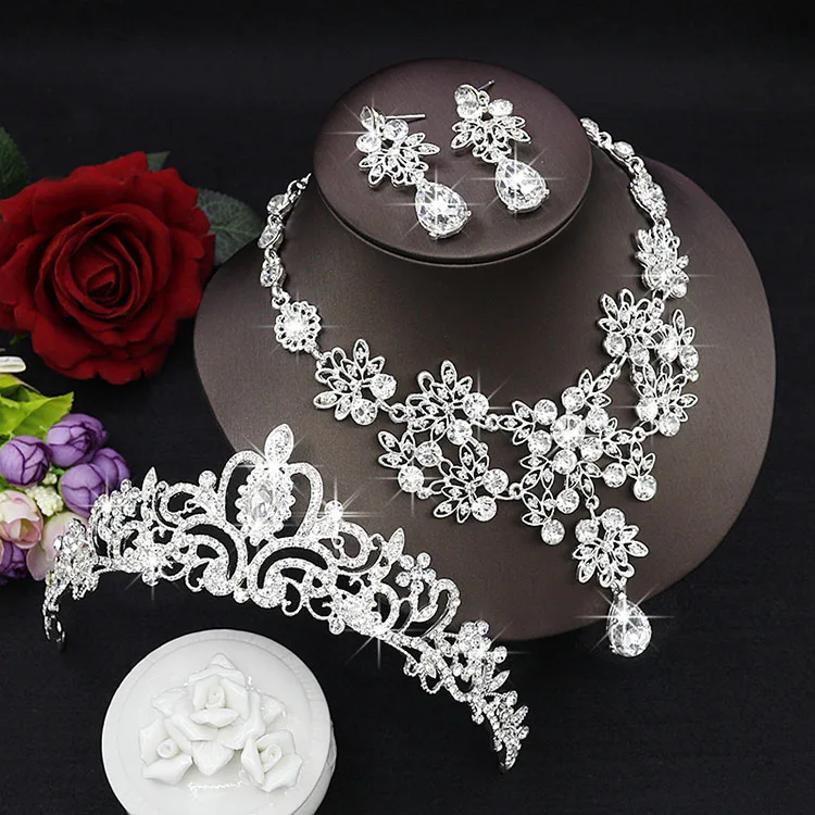 Cristal Conjunto De Joias de Noiva Gota Lagrima Strass Luxuoso decoracao Bib Colar casamento Tiara|colar casamento|conjunto joiasjoias noiva |