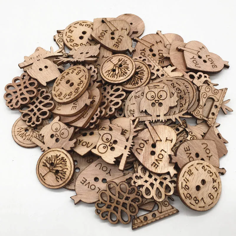 50 шт./лот животного с изображением луны и звезд сердце Форма деревянная висячие