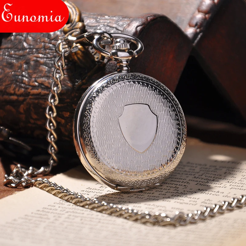 Серебряный Щит Полный Охотник ожерелье брелок цепь механические ручной обмотки