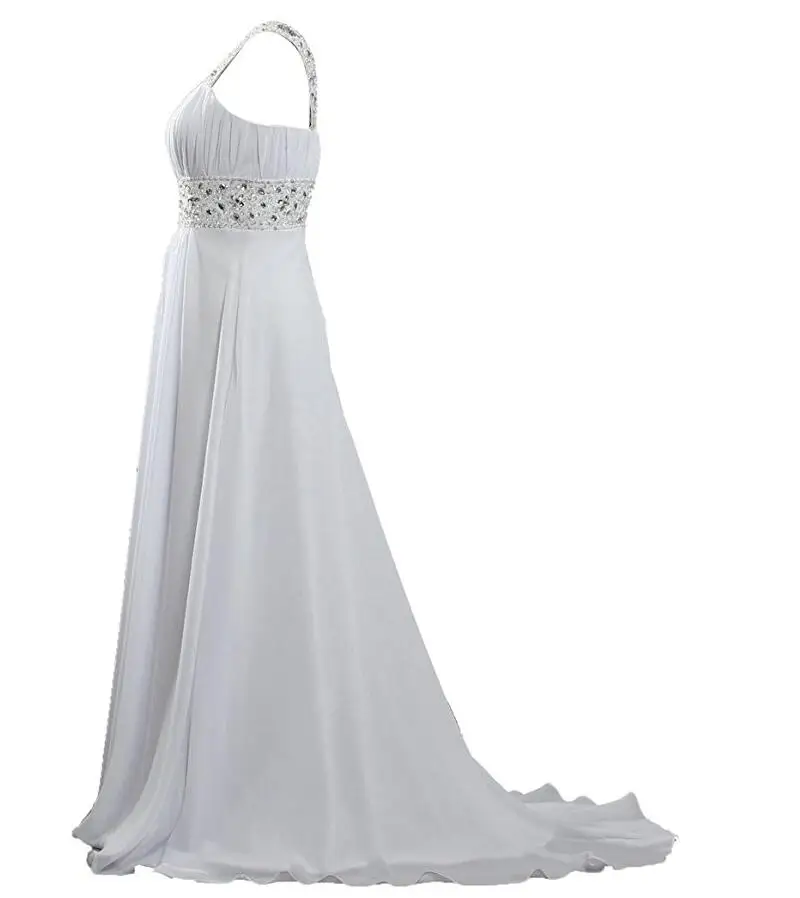 Шифон Пляж Свадебное Платье Плюс Размер Бисероплетение Ремень Ruched Милая