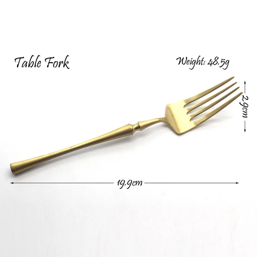 Table Fork Королевский Золотой Западная обеденная посуда набор столовых приборов 304 Матовый нержавеющий с золотым ножом вилка набор кухонных принадлежностей 1 шт - Цвет: Table Fork