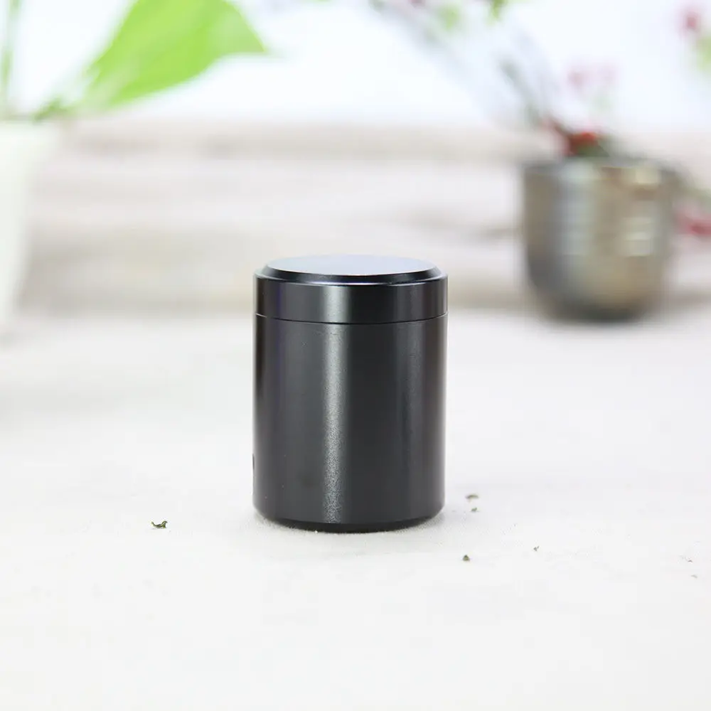 Черный мини контейнер с винтовой крышкой герметичный для чая и порошка маття 70