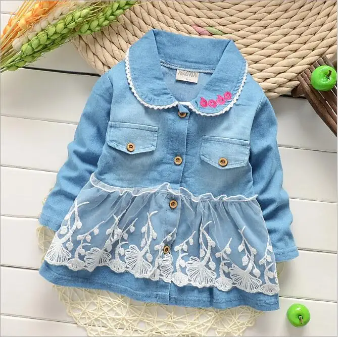 Girl dress 2016 brand toddler girl vintage denim long-sleeved baby princess children clothing | Детская одежда и обувь