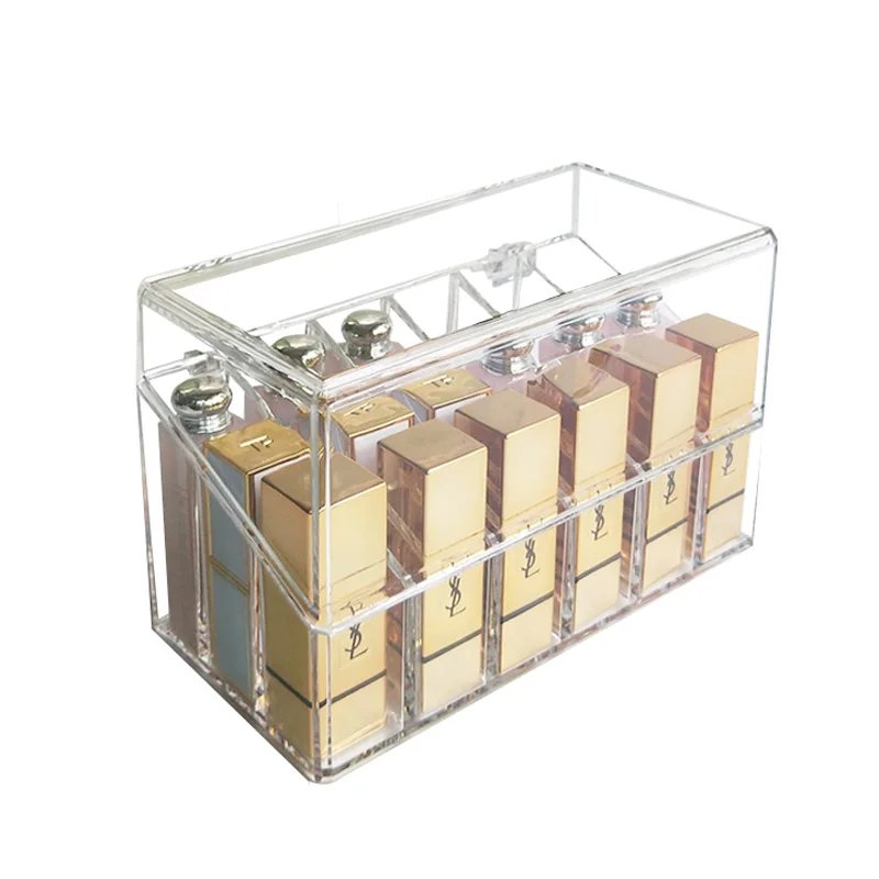 Clear Acrylic 12/18 grids Lipstick Box Plastic Covered Nail Polish Rack Cosmetic Holder Dustproof | Дом и сад