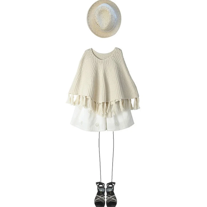 New 2019 Spring Fashion Baby Girls Sweaters Toddler 1-6Y Cloak Sweater Kids Cute Hooded Knitted Children Clothing | Детская одежда и