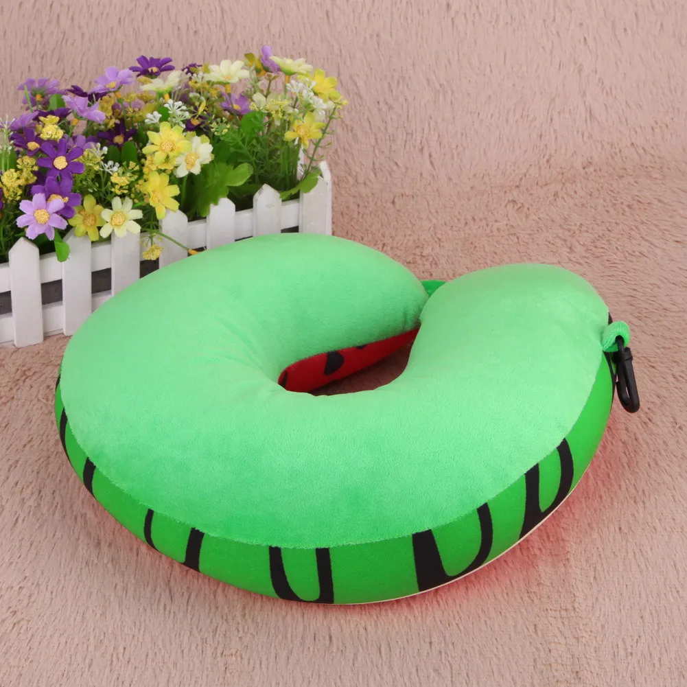 Cartoon Fruit U-Shaped Travel Pillow Aircraft Neck Watermelon Lemon Kiwi Orange Car Pillows Soft Cushion Home Textile LST | Дом и сад