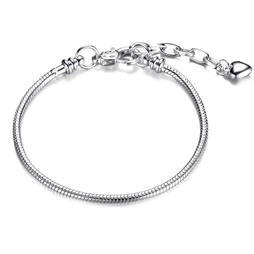 2019 Hot Silver Plated Basic Bracelet &amp Bangles Diy Charm Bead Jewelry Not Fade Original Pan Bracelets For Women Gifts | Украшения и