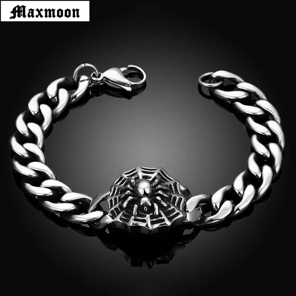 Maxmoon Прямая поставка модная коллекция панк паук для мужчин браслеты нержавеющая