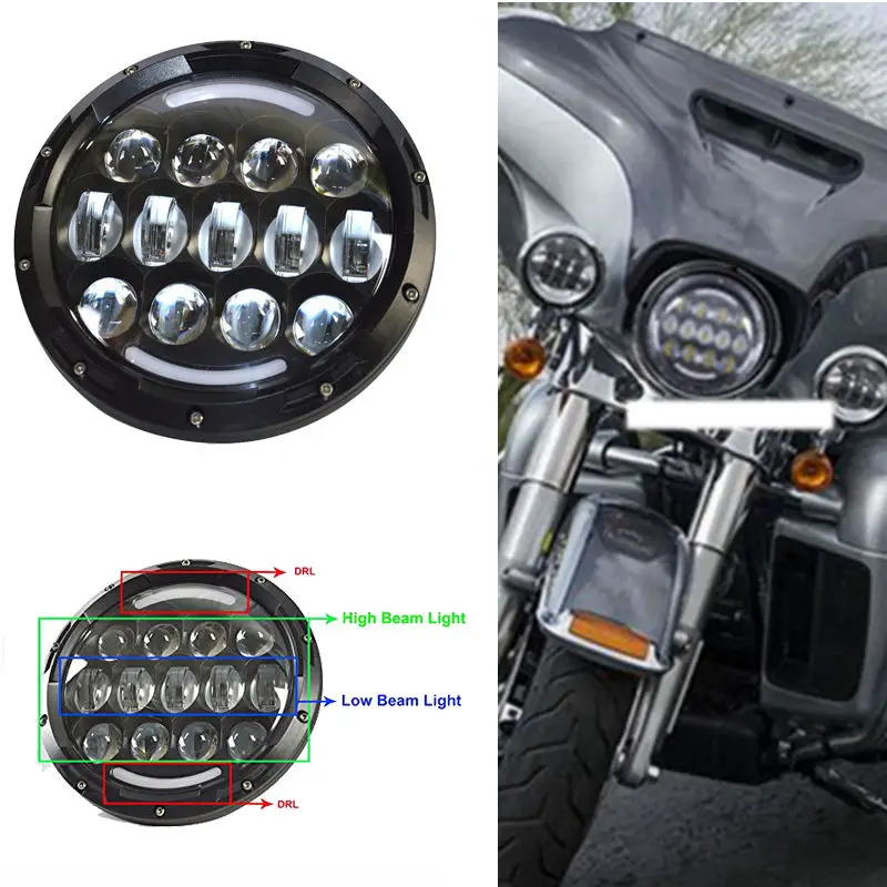Harley мотоцикл светодиодный 7 &quotГоловной фонарь дюймов 105 Вт налобный с DRL проектор