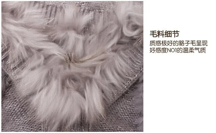 FXFURS Осенняя теплая накидка из меха енота, вязаное меховое пончо, женский модный меховой свитер с меховыми полосками