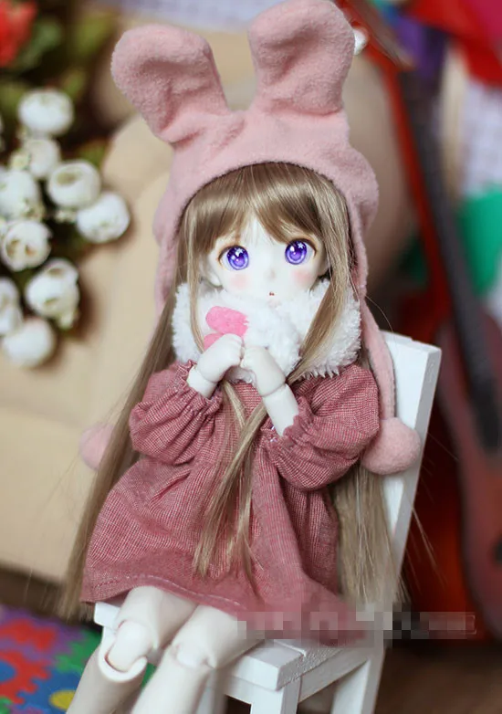 Милый розовый костюм с кроликом (4 шт.) для куклы BJD 1/6 YOSD 1/4 кукольная одежда CW16|doll