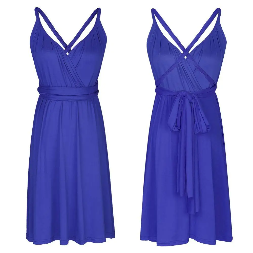 Royal Blue Многоходовое Платье женское платье с высокой талией свадебное платье для подружки невесты платье-трансформер Бандажное плиссированное платье миди с открытой спиной - Цвет: Royal Blue