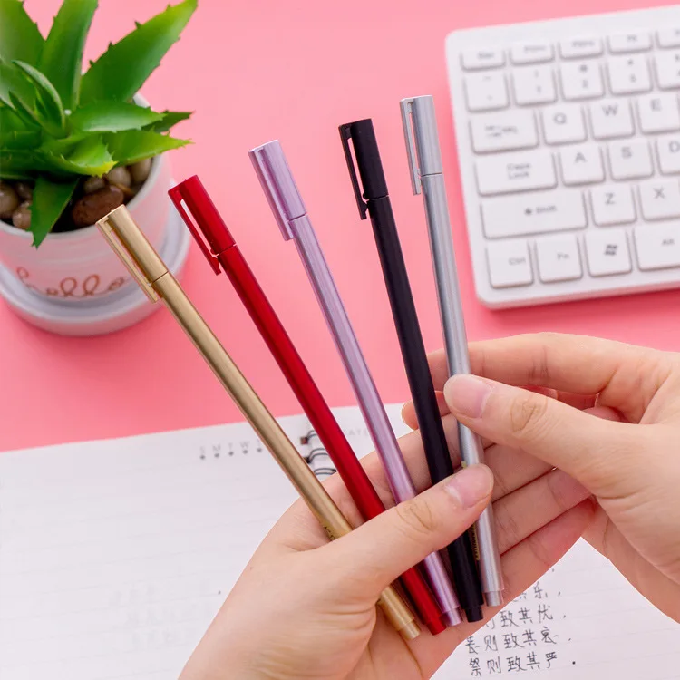Tanie 50 Sztuk Koreański Kreatywny Szkolne Materiały Papiernicze Imitacja Metalu Pióro Neutralne Wody Czarny Cienkopis Pisak Do Kaligrafii Materiały Biurowe