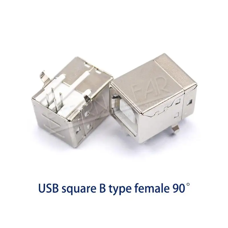 USB4 USB 2,0 квадратный тип B Женский 90 градусов D рот согнуты ноги интерфейс принтера разъем прямой иглы сварочная проволока PCB DIY - Цвет: USB4