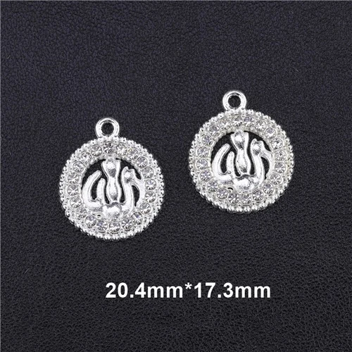 Silver 5 Pieces Товары для ювелирных изделий, Cz Стразы, серебро, Бог, мусульманский полумесяц, шарм, соединитель, аксессуары для исламских ювелирных изделий, сделай сам - Цвет: Silver 5 Pieces