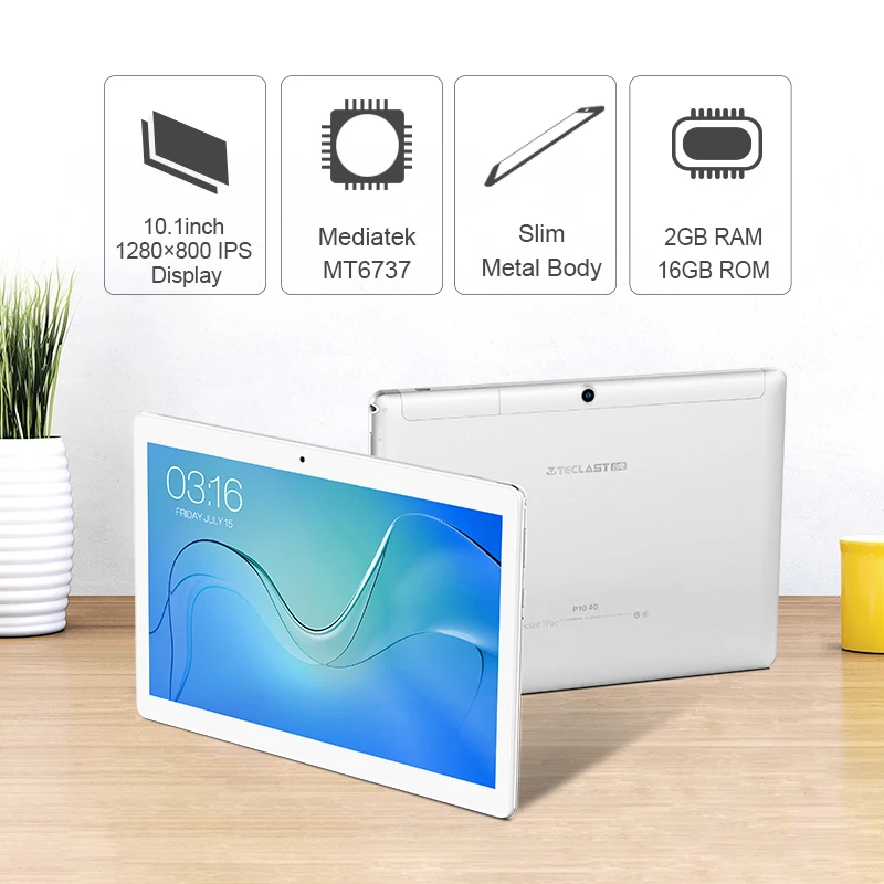 10 1 дюйма 1280*800 Teclast P10 4G Tablet PC MTK6737 4 ядра ОС Android 8 2 GB Оперативная память 16 Гб