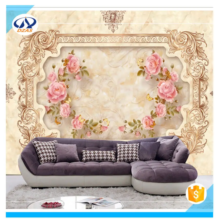 

DZAS LDX 2018 New 3D embossed European TV background wall painting murals