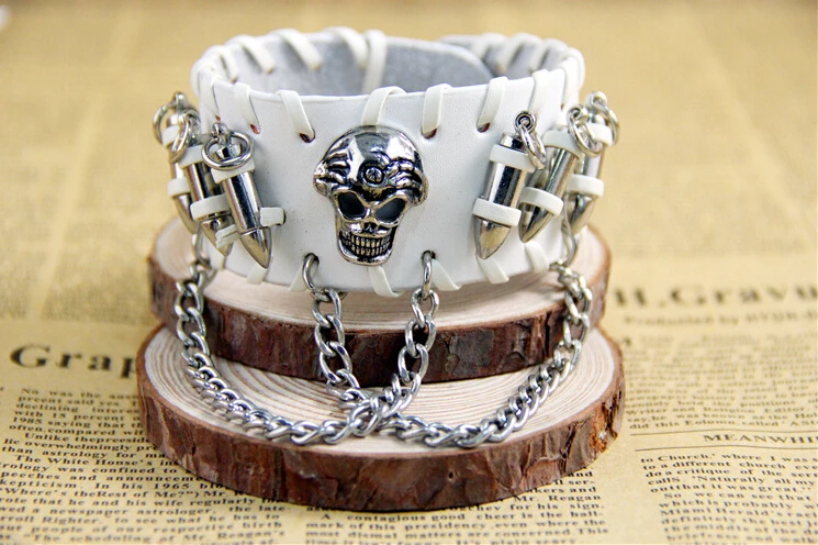 Кожаный браслет для мужчин и женщин украшение в стиле панк цилиндрическая цепь