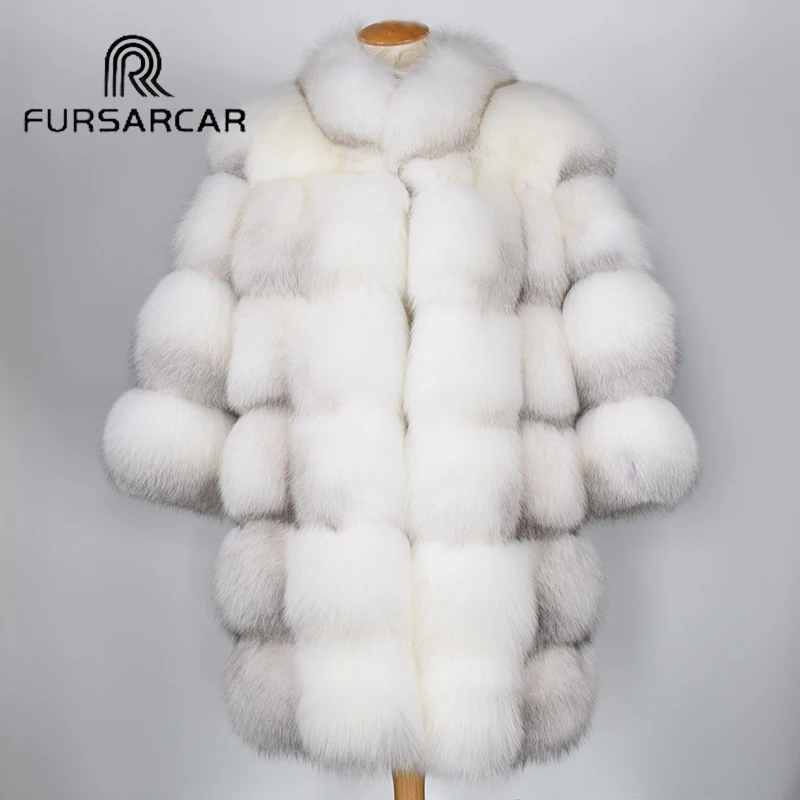 Женская шуба из натурального Лисьего меха FURSARCAR зимняя Роскошная Новая женская