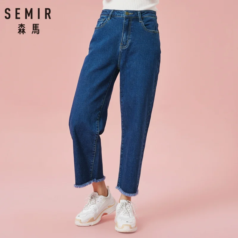 SEMIR/женские укороченные джинсы из 100% хлопка с необработанным краем женские